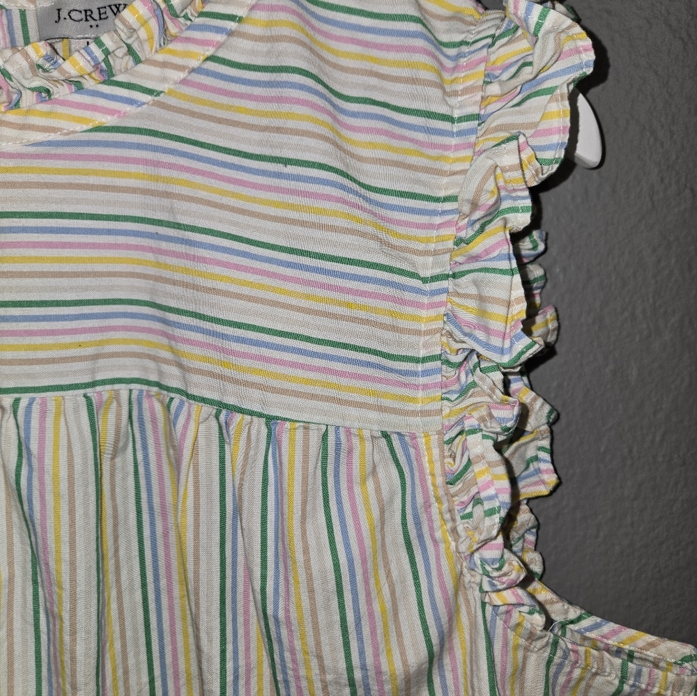 J Crew Factory Multi Color Pinstripe Ruffle Blouse Size 18 - Picture 4 of 15